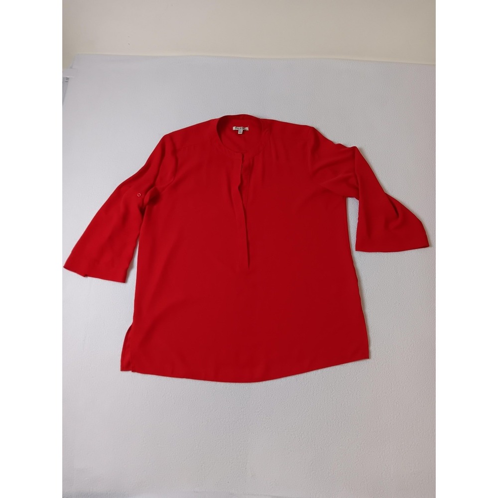 Emma & Olivia Red Tunic Blouse Womens XL Polyester Woven Round Neck 3/4 Sleeve